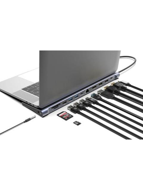 MANHATTAN DOCKING STATION 190305 USB-C 2 X USB-C 3.0 2 X USB-A 3.0 1 X USB-A 2.0 2 X HDMI 1 X DISPLAYPORT 1 X RJ-45 1 X 3.5MM MICROSD-SD - Imagen 2