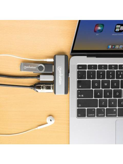MANHATTAN DOCKING STATION 190404 USB C 1X USB 1X USB C PD 1X HDMI 1X 3.5MM GRIS - Imagen 6