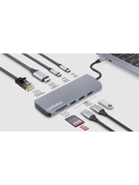 MANHATTAN DOCKING STATION 190459 USB-C 2 X USB-C 3.0 3 X USB-A 3.0 1 X HDMI 1 X RJ-45 MICROSD-SD - Imagen 7
