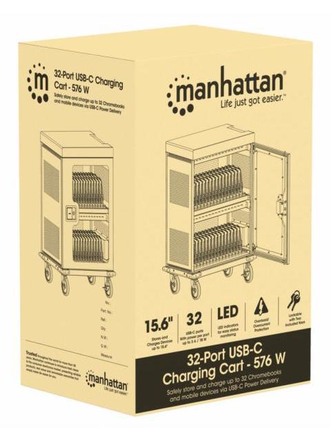 MANHATTAN ESTACION DE CARGA 102353 32 CONTACTOS AC 240V NEGRO - Imagen 6