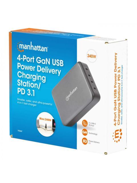 MANHATTAN ESTACION DE CARGA 102667 4X USB-C GRIS - Imagen 2