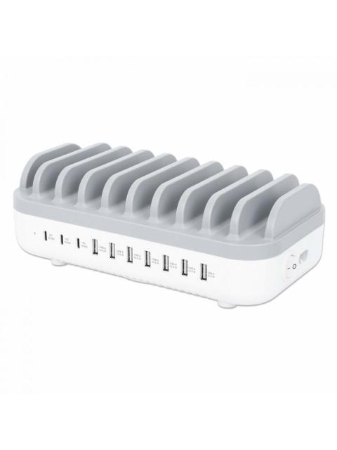 MANHATTAN ESTACION DE CARGA 180856 7X USB A 3X USB C BLANCO-GRIS