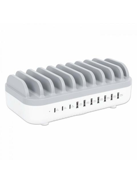 MANHATTAN ESTACION DE CARGA 180856 7X USB A 3X USB C BLANCO-GRIS - Imagen 2