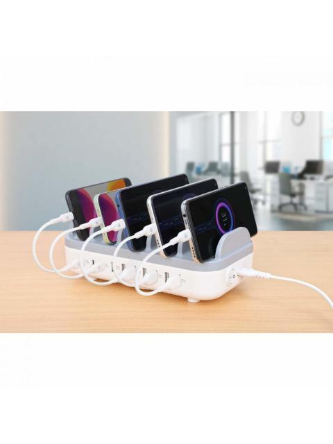 MANHATTAN ESTACION DE CARGA 180856 7X USB A 3X USB C BLANCO-GRIS - Imagen 8