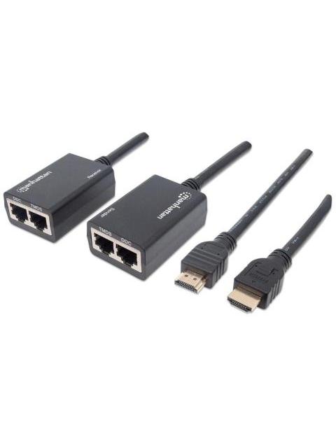 MANHATTAN EXTENSOR HDMI POR CAT5E-CAT6 DISTANCIA MAXIMA 30 METROS CABLES HDMI INTEGRADOS
