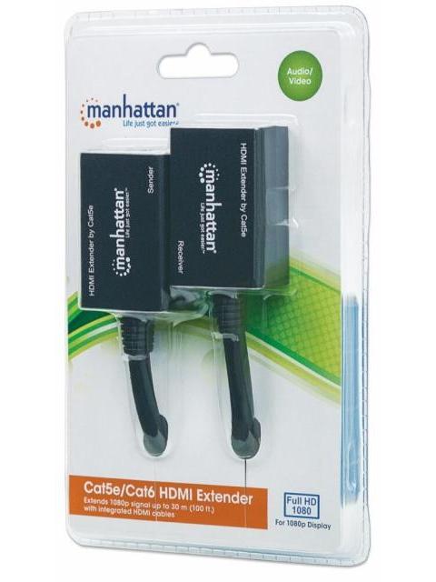 MANHATTAN EXTENSOR HDMI POR CAT5E-CAT6 DISTANCIA MAXIMA 30 METROS CABLES HDMI INTEGRADOS - Imagen 4