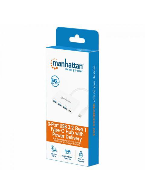 MANHATTAN HUB USB A 3.2 DE 3 PUERTOS + 1 USB C 5000 MBIT-S BLANCO - Imagen 6