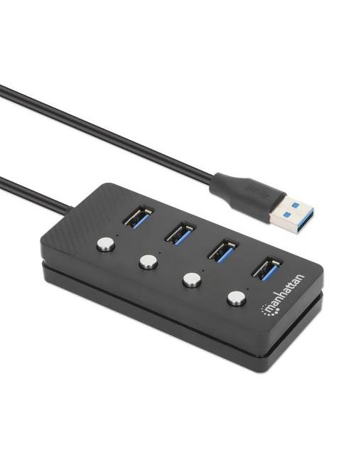 MANHATTAN HUB USB A - 4X USB A 3.2 GRIS - Imagen 2