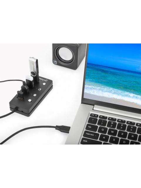 MANHATTAN HUB USB A - 4X USB A 3.2 GRIS - Imagen 5