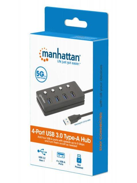 MANHATTAN HUB USB A - 4X USB A 3.2 GRIS - Imagen 6
