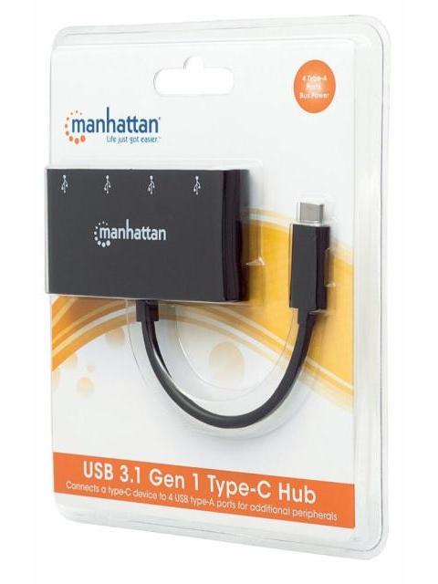 MANHATTAN HUB USB C 3.0 MACHO - 4X USB A 3.0 HEMBRA 5000 MBIT-S NEGRO - Imagen 4