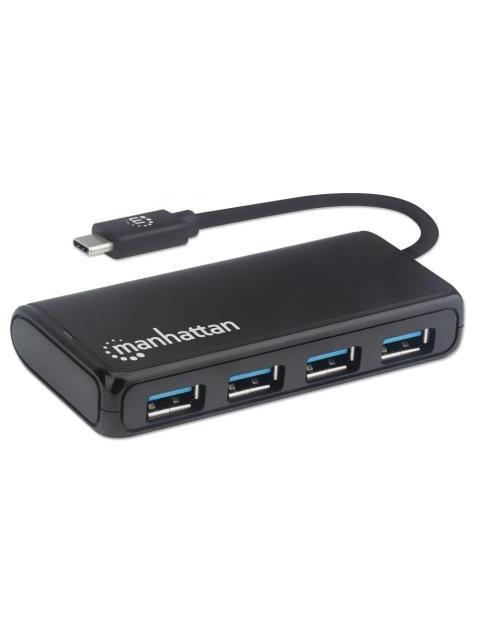 MANHATTAN HUB USB-C 3.2 MACHO - 4X USB 3.2 HEMBRA 5000 MBIT-S NEGRO - Imagen 3