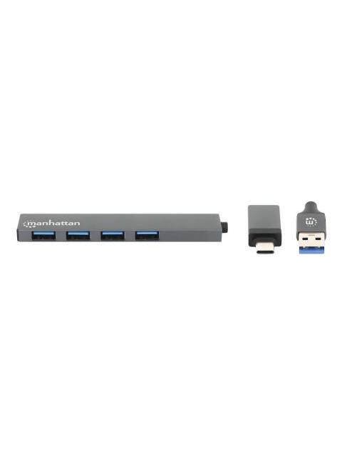 MANHATTAN HUB USB C-A - 4X USB A 3.2 GRIS - Imagen 3