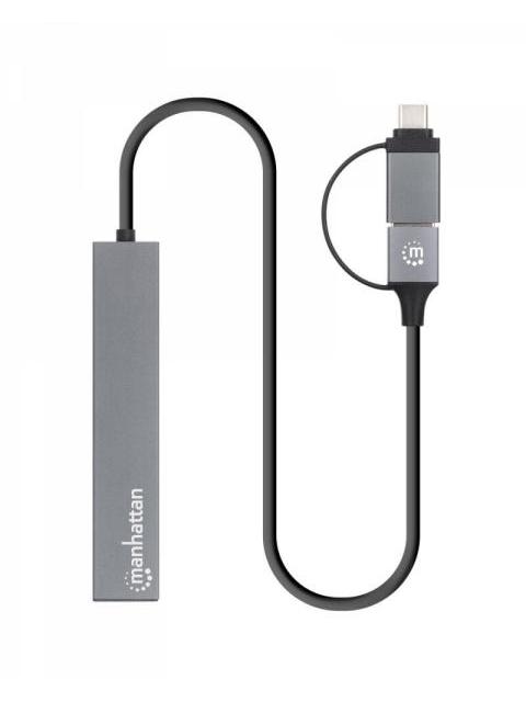 MANHATTAN HUB USB C-A - 4X USB A 3.2 GRIS - Imagen 4