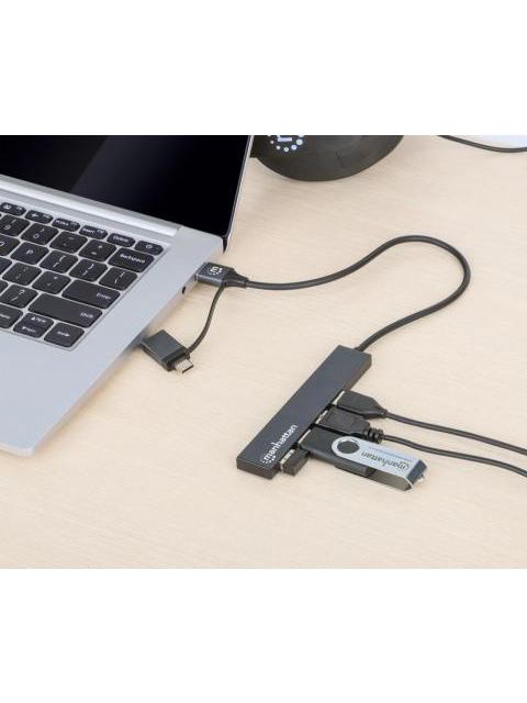 MANHATTAN HUB USB C-A - 4X USB A 3.2 GRIS - Imagen 5