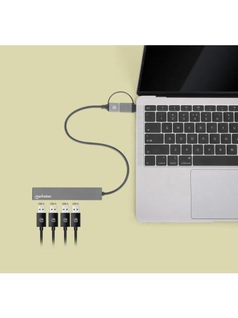 MANHATTAN HUB USB C-A - 4X USB A 3.2 GRIS - Imagen 6