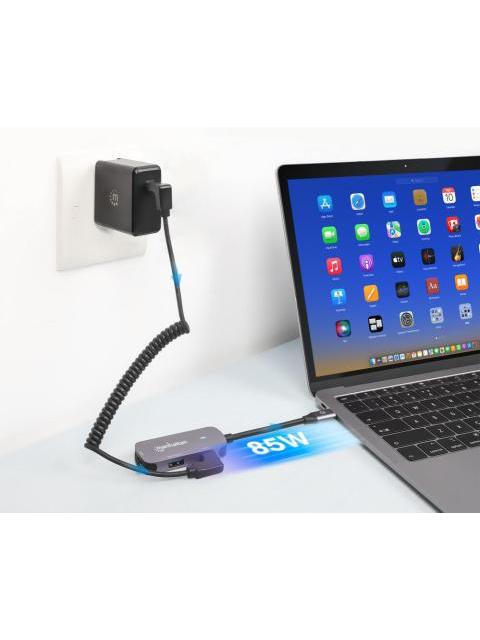 MANHATTAN HUB USB-C MACHO 1X HDMI 1X USB-A 3.2 1X USB-C PD 5 GBIT-S GRIS - Imagen 2