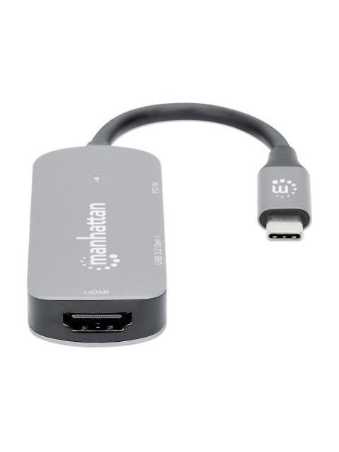 MANHATTAN HUB USB-C MACHO 1X HDMI 1X USB-A 3.2 1X USB-C PD 5 GBIT-S GRIS - Imagen 8