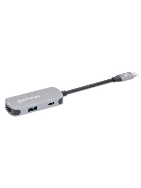 MANHATTAN HUB USB-C MACHO 1X HDMI 1X USB-A 3.2 1X USB-C PD 5 GBIT-S GRIS - Imagen 9