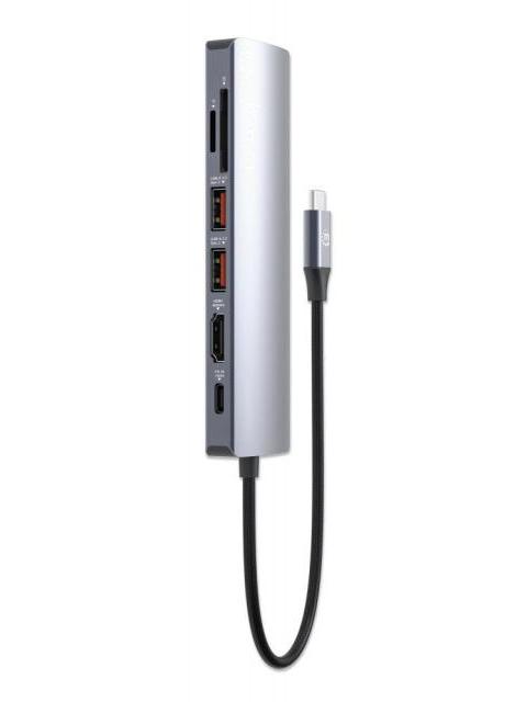 MANHATTAN HUB USB-C MACHO - 2X USB-A 1X USB-C 1X HDMI 1X RJ-45 1X SD 1X MICRO SD GRIS - Imagen 6