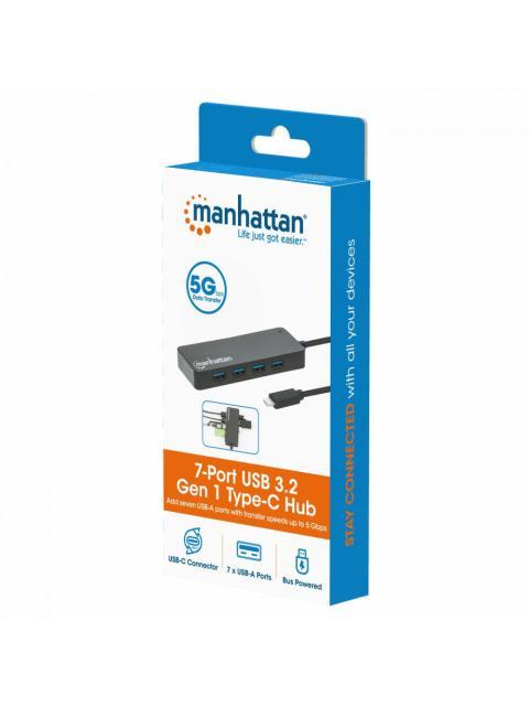 MANHATTAN HUB USB-C MACHO 7X USB-A 3.2 1X USB MICRO-B 5 GBIT-S NEGRO - Imagen 7