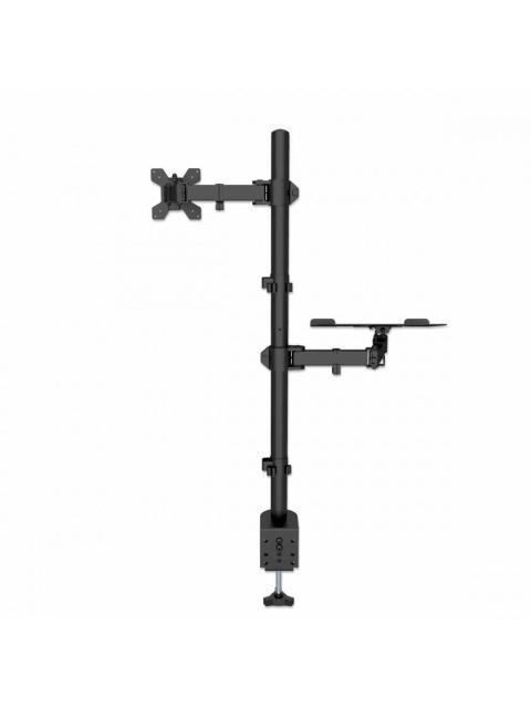 MANHATTAN SOPORTE 462136 PARA ESCRITORIO COMBINADO CON BRAZO PARA MONITOR Y SOPORTE PARA LAPTOP 13 A 32 HASTA 8 KG NEGRO - Imagen 4