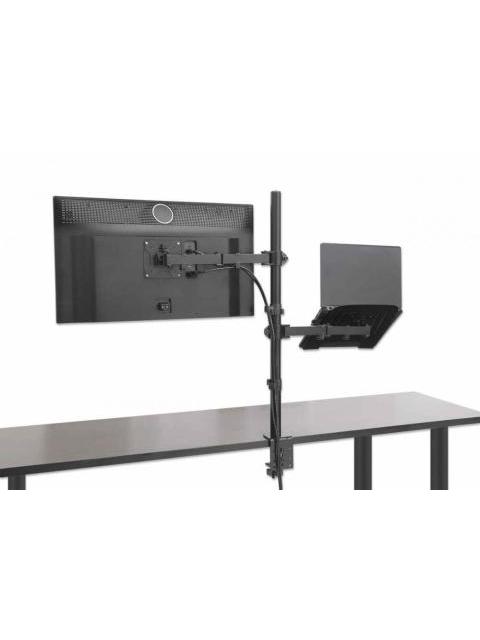 MANHATTAN SOPORTE 462136 PARA ESCRITORIO COMBINADO CON BRAZO PARA MONITOR Y SOPORTE PARA LAPTOP 13 A 32 HASTA 8 KG NEGRO - Imagen 6