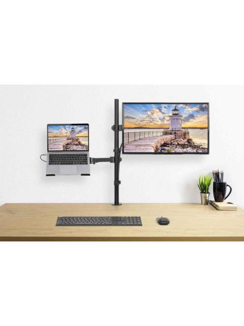 MANHATTAN SOPORTE 462136 PARA ESCRITORIO COMBINADO CON BRAZO PARA MONITOR Y SOPORTE PARA LAPTOP 13 A 32 HASTA 8 KG NEGRO - Imagen 7