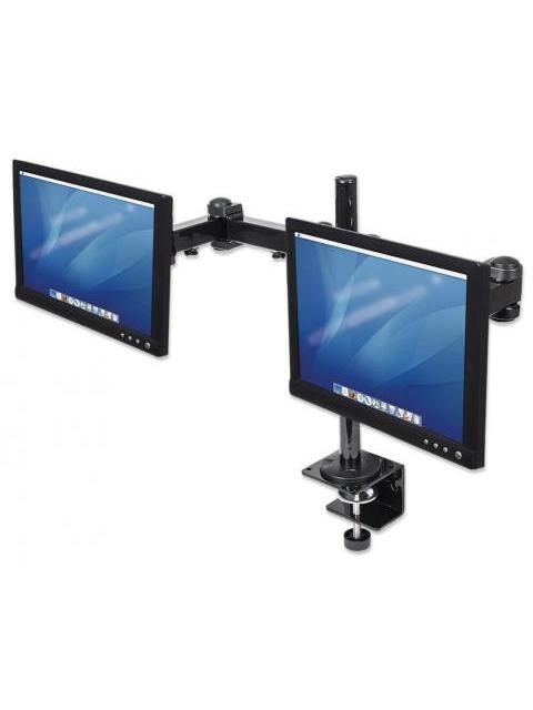 MANHATTAN SOPORTE CON BRAZOS DE DOBLE MOVIMIENTO PARA 2 MONITORES HASTA 24 MAX. 12KGS NEGRO - Imagen 2