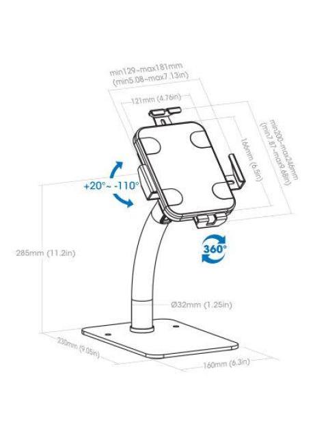 MANHATTAN SOPORTE DE ESCRITORIO PARA TABLET 406352 9.7 - 11 ANTIRROBO BLANCO - Imagen 6