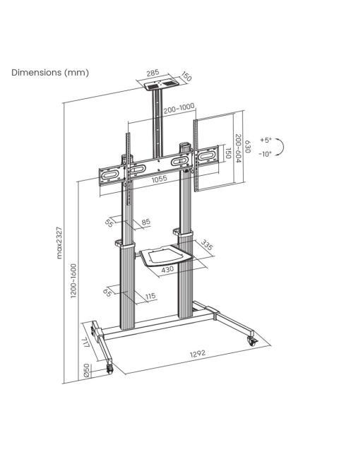 MANHATTAN SOPORTE DE PISO 462563 PARA PANTALLA 60 - 100 HASTA 80KG - Imagen 9
