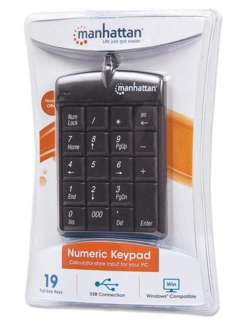 MANHATTAN TECLADO NUMERICO 176354 ALAMBRICO USB NEGRO - Imagen 3