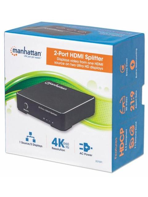 MANHATTAN VIDEO SPLITTER HDMI 2 PUERTOS NEGRO - Imagen 3