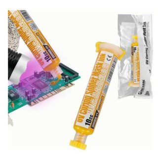 MASCARA ANTISOLDANTE UV COMPATIBLE CON LUZ ULTRAVIOLETA PARA REPARAR PLACAS PCB AISLANTE PRECISA Y SEGURA IDEAL PARA TECNICOS EN ELECTRONICA Y REPARACIONES FINAS SLIM COMPANY AMARILLO  UVH900LY