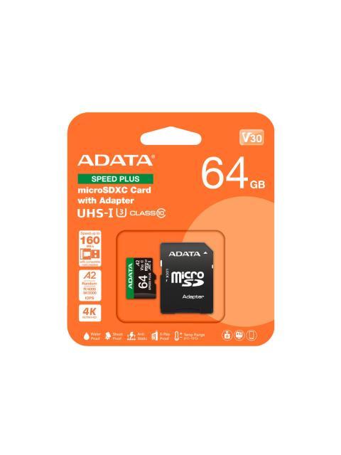 MEMORIA FLASH ADATA SPEED PLUS 64GB MICROSDXC UHS-I CLASE 10 CON ADAPTADOR - Imagen 3