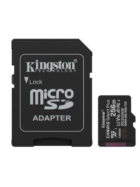 MEMORIA FLASH KINGSTON CANVAS SELECT PLUS GEN3 256GB MICROSD UHS-I CLASE 10 CON ADAPTADOR
