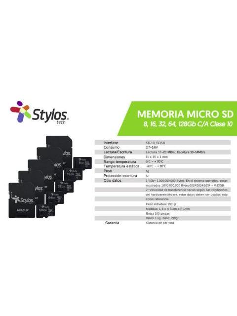 MEMORIA FLASH STYLOS STMS1281B 128GB MICROSDHC CLASE 10 - Imagen 5