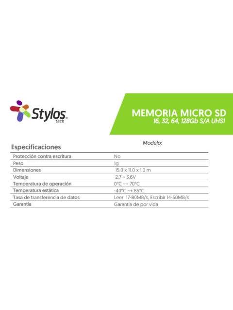 MEMORIA FLASH STYLOS STMSDS3B 64GB MICROSDHC UHS-I CLASE 10 - Imagen 6