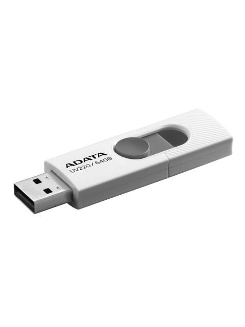 MEMORIA USB 2.0 DE 64GB UV220 DISENO DESLIZANTE SIN TAPA. COLOR BLANCO-GRIS. AUV22064GRWHGY