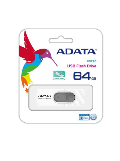 MEMORIA USB 2.0 DE 64GB UV220 DISENO DESLIZANTE SIN TAPA. COLOR BLANCO-GRIS. AUV22064GRWHGY - Imagen 3