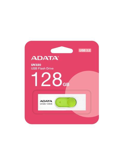 MEMORIA USB ADATA DE 128GB UV320 3.2 (RETRO COMPATIBLE CON 3.0 Y 2.0) DISENO DESLIZANTE SIN TAPA. COLOR BLANCO-VERDE AUV320128GRWHGN - Imagen 3