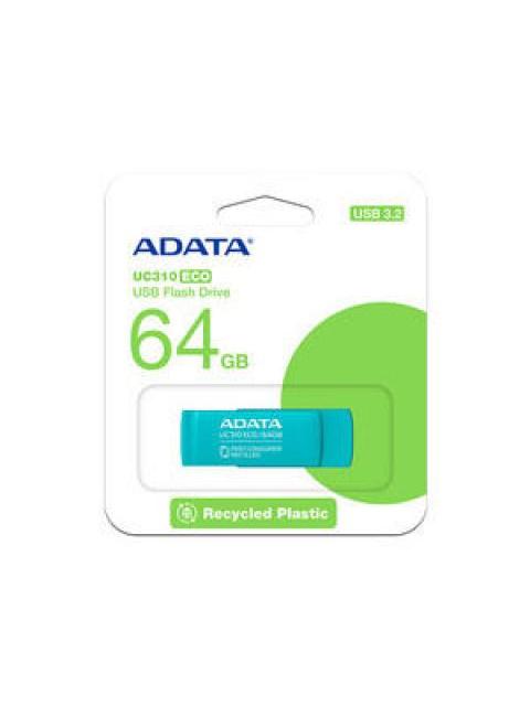 MEMORIA USB ADATA UC310 ECO 64GB USB 3.2 LECTURA 100 MB-S VERDE