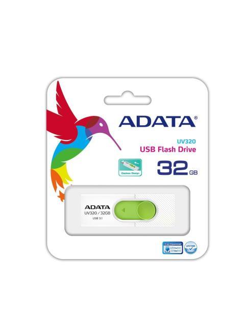 MEMORIA USB ADATA UV320 32GB USB 3.1 LECTURA MAX 100MB-S BLANCO-VERDE - Imagen 3