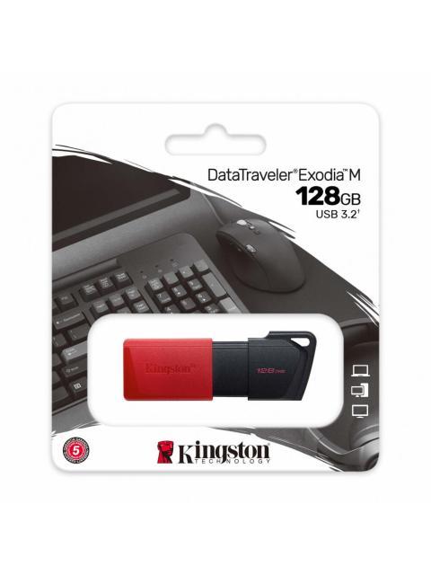 MEMORIA USB KINGSTON DATATRAVELER EXODIA M 128GB USB A NEGRO-ROJO - Imagen 3