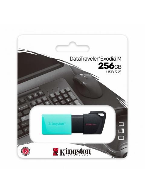 MEMORIA USB KINGSTON DATATRAVELER EXODIA M 256GB USB A NEGRO-TURQUESA - Imagen 4