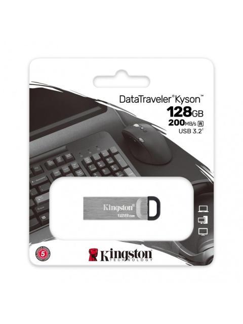 MEMORIA USB KINGSTON DATATRAVELER KYSON 128GB USB 3.2 LECTURA 200MB-S ESCRITURA 60MB-S PLATA - Imagen 3