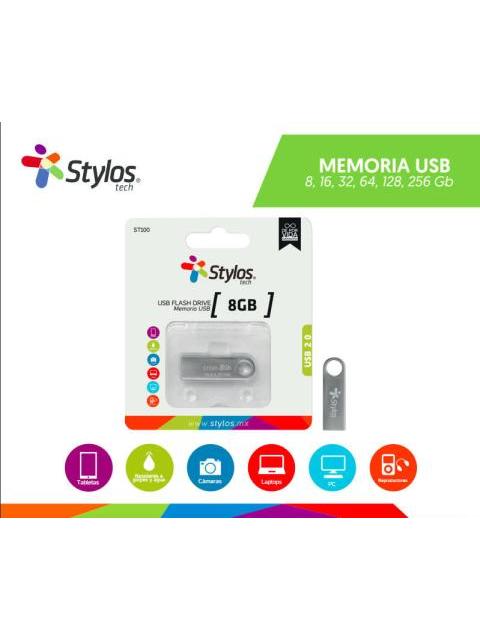 MEMORIA USB STYLOS 8GB USB A LECTURA 80MB-S PLATA - Imagen 5