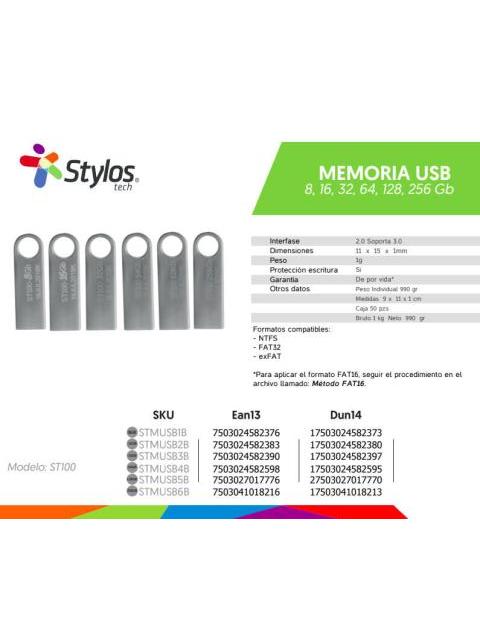 MEMORIA USB STYLOS 8GB USB A LECTURA 80MB-S PLATA - Imagen 7