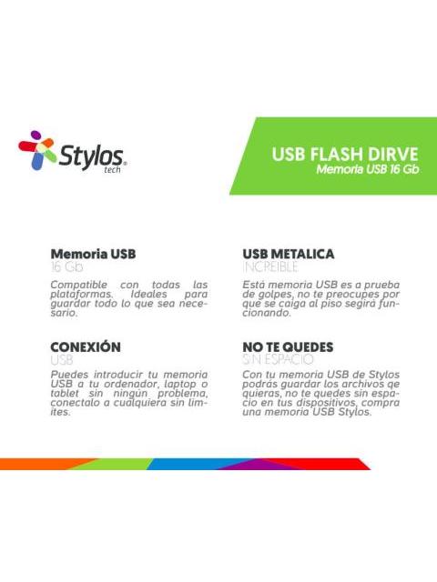 MEMORIA USB STYLOS ST300 16GB USB 2.0 LECTURA 80MB-S GRIS - Imagen 5