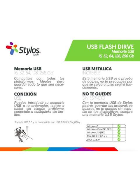 MEMORIA USB STYLOS ST500 256GB USB 2.0 PLATA - Imagen 7